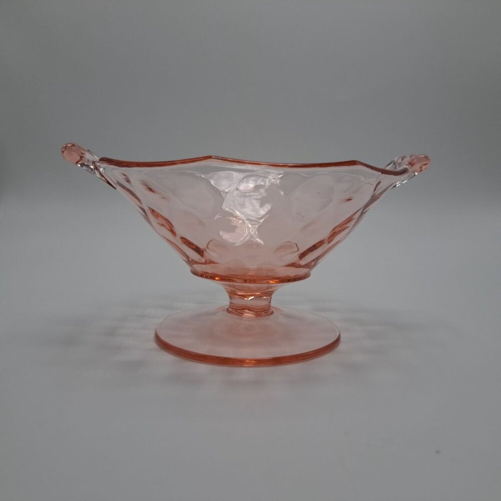 Heisey Yeoman Pink Footed Mayonnaise Bowl Diamond Optic